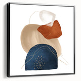 Geometric Minimalist Abstract Wall Art – Navy, Orange & Beige Print
