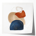 Geometric Minimalist Abstract Wall Art – Navy, Orange & Beige Print