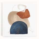 Geometric Minimalist Abstract Wall Art – Navy, Orange & Beige Print