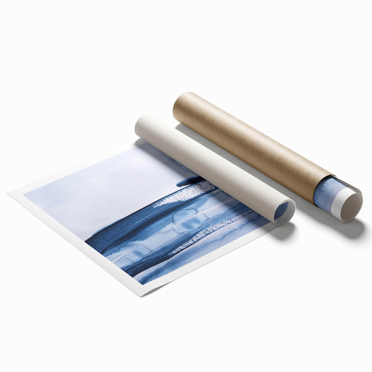 Serene Moody Modern Wall Art – Abstract Blue & White Canvas Print