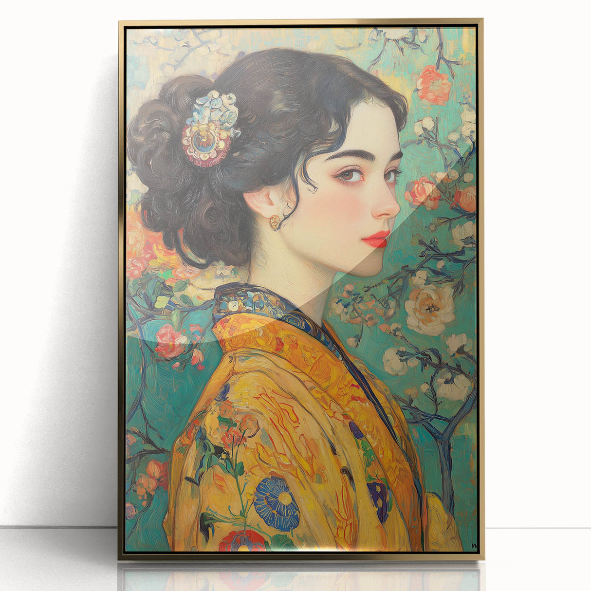 Elegant Abstract Figurative Wall Art – Floral Gold Aesthetic