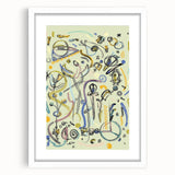 Energetic Moody Modern Wall Art – Abstract Lime & Blue Canvas