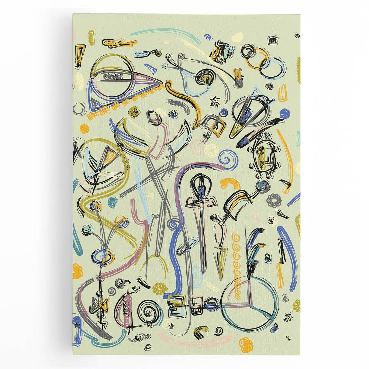 Energetic Moody Modern Wall Art – Abstract Lime & Blue Canvas