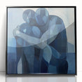 Emotional Abstract Figurative Wall Art – Embrace in Blue