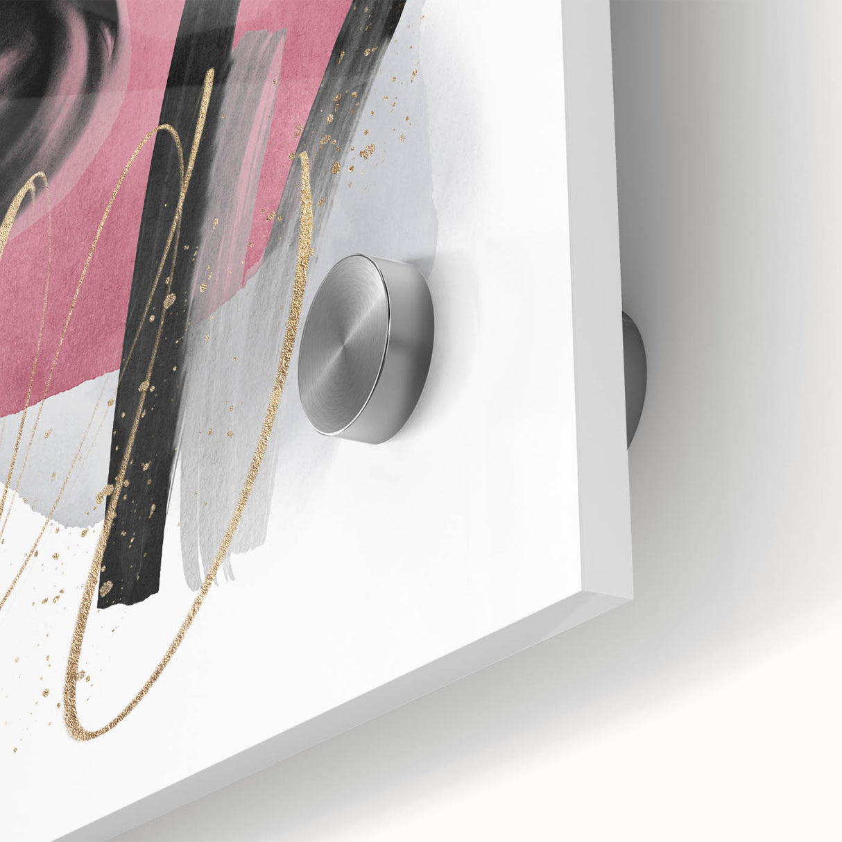 Abstract Geometric Framed Art – Pink, Black & Gold Minimalist Print