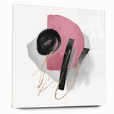 Abstract Geometric Framed Art – Pink, Black & Gold Minimalist Print