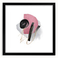 Abstract Geometric Framed Art – Pink, Black & Gold Minimalist Print