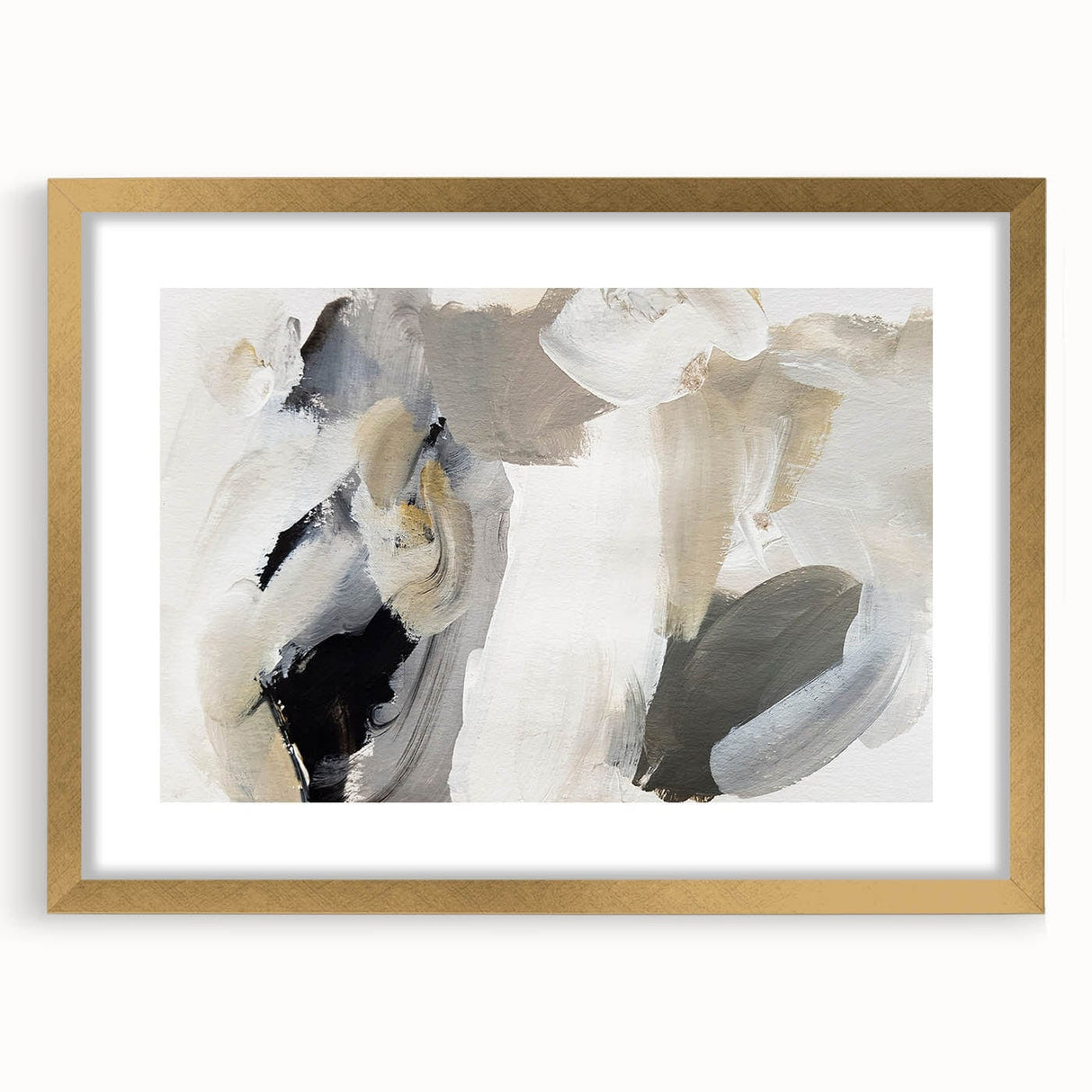 Elegant Moody Modern Wall Art – Abstract Black & Beige Canvas