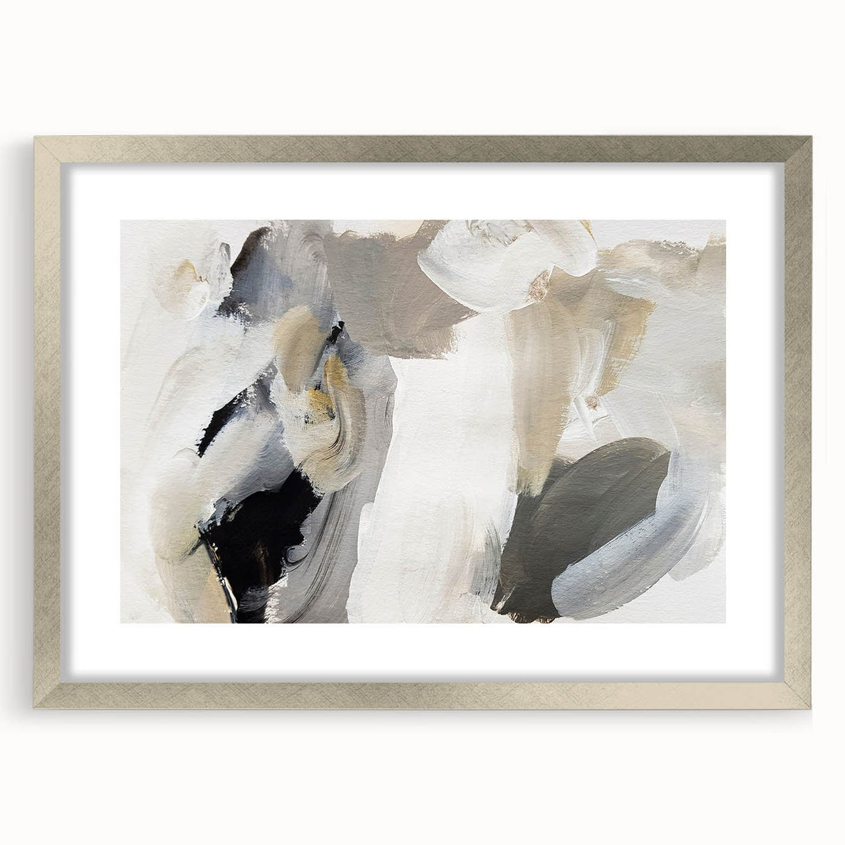 Elegant Moody Modern Wall Art – Abstract Black & Beige Canvas