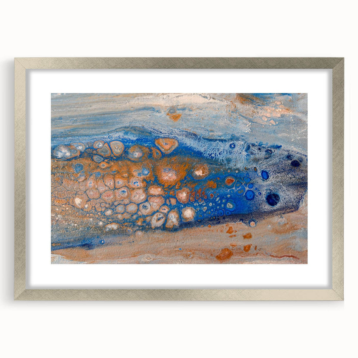 Abstract Fluid Canvas Art – Blue & Copper Modern Wall Decor