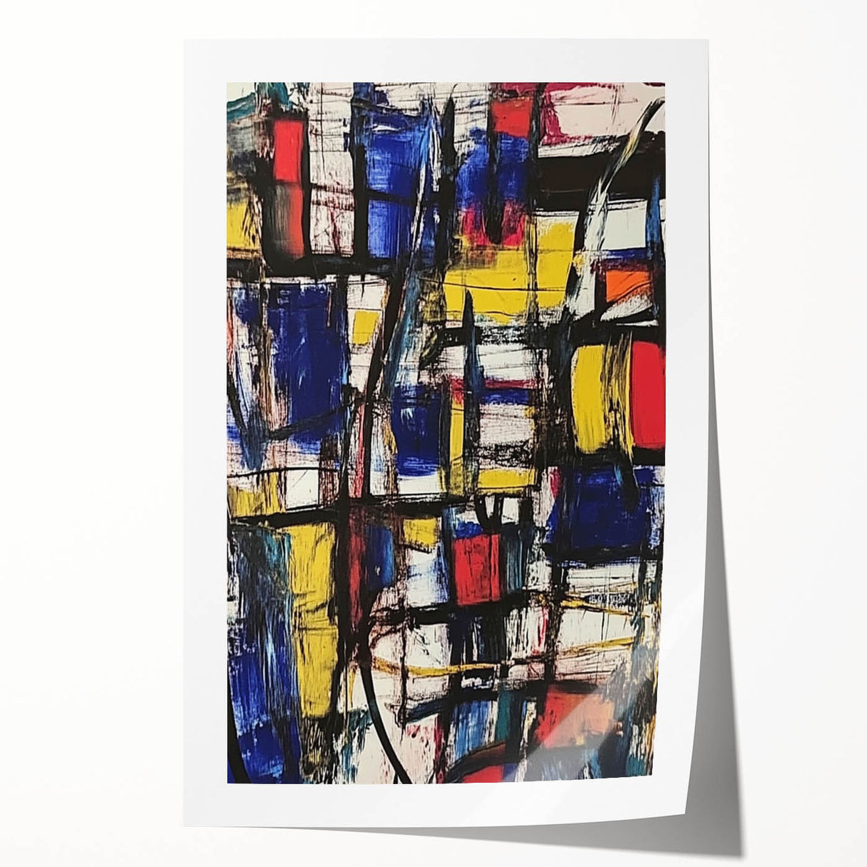 Geometric Abstract Expressionist Wall Art – Modern Canvas Print