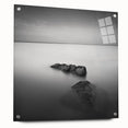 Black and White Minimalist Landscapes – Serene Ocean Rock Wall Print