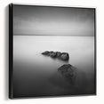 Black and White Minimalist Landscapes – Serene Ocean Rock Wall Print