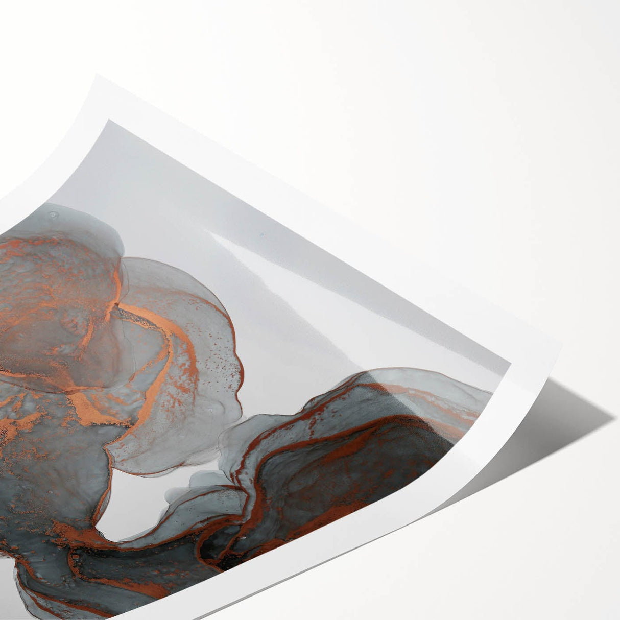 Fluid Moody Modern Wall Art – Abstract Gray & Copper Canvas
