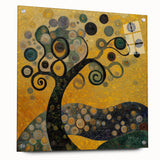 Golden Abstract Floral Wall Art – Modern Botanical Canvas Print