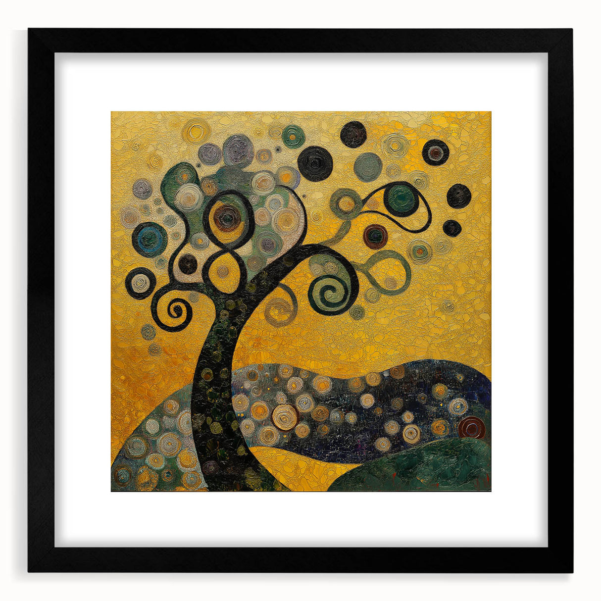 Golden Abstract Floral Wall Art – Modern Botanical Canvas Print