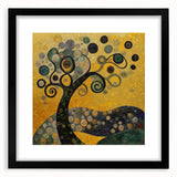 Golden Abstract Floral Wall Art – Modern Botanical Canvas Print