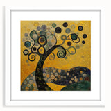 Golden Abstract Floral Wall Art – Modern Botanical Canvas Print