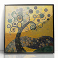 Golden Abstract Floral Wall Art – Modern Botanical Canvas Print