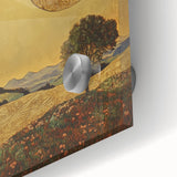 Golden Abstract Floral Wall Art – Celestial Landscape Canvas Print