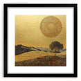 Golden Abstract Floral Wall Art – Celestial Landscape Canvas Print