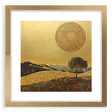 Golden Abstract Floral Wall Art – Celestial Landscape Canvas Print