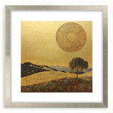 Golden Abstract Floral Wall Art – Celestial Landscape Canvas Print