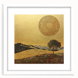 Golden Abstract Floral Wall Art – Celestial Landscape Canvas Print