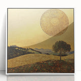 Golden Abstract Floral Wall Art – Celestial Landscape Canvas Print