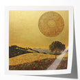 Golden Abstract Floral Wall Art – Celestial Landscape Canvas Print