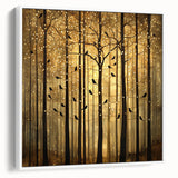 Golden Forest Abstract Wall Art – Mystical Nature Canvas Print