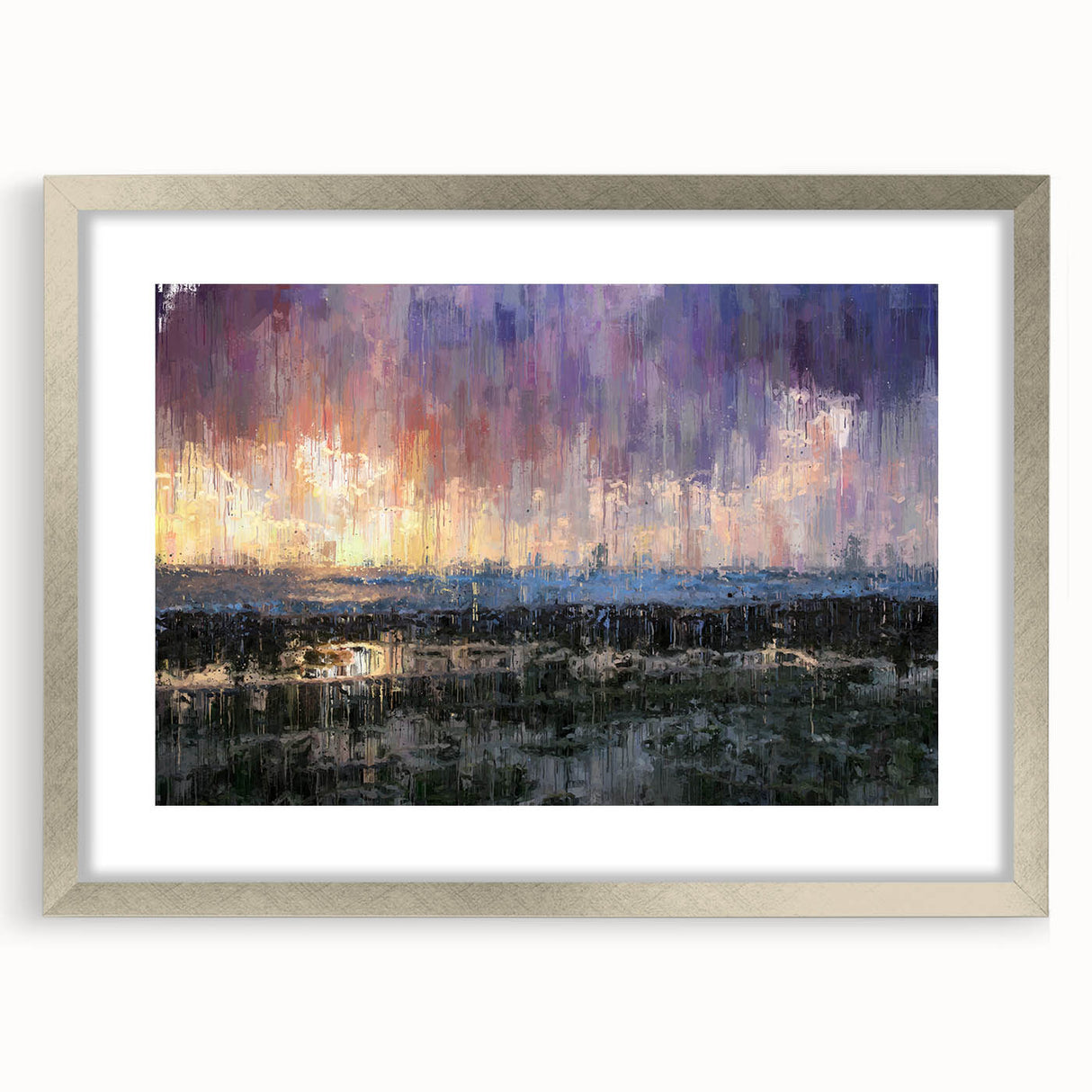 Abstract Minimalist Landscape Paintings – Textured Sunset Horizon Art