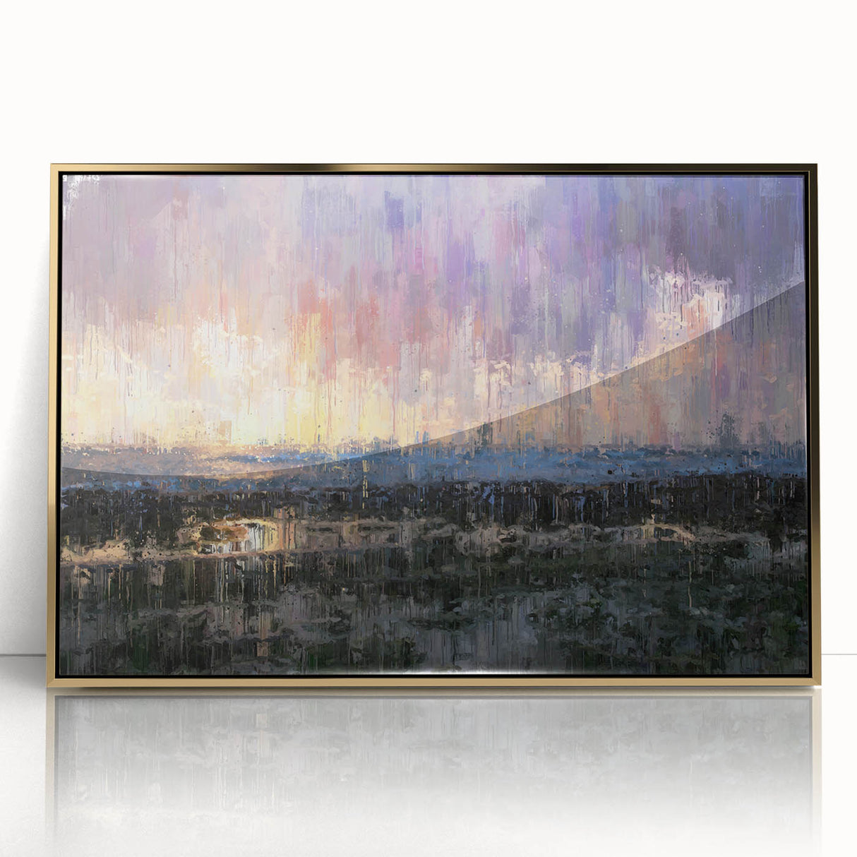 Abstract Minimalist Landscape Paintings – Textured Sunset Horizon Art