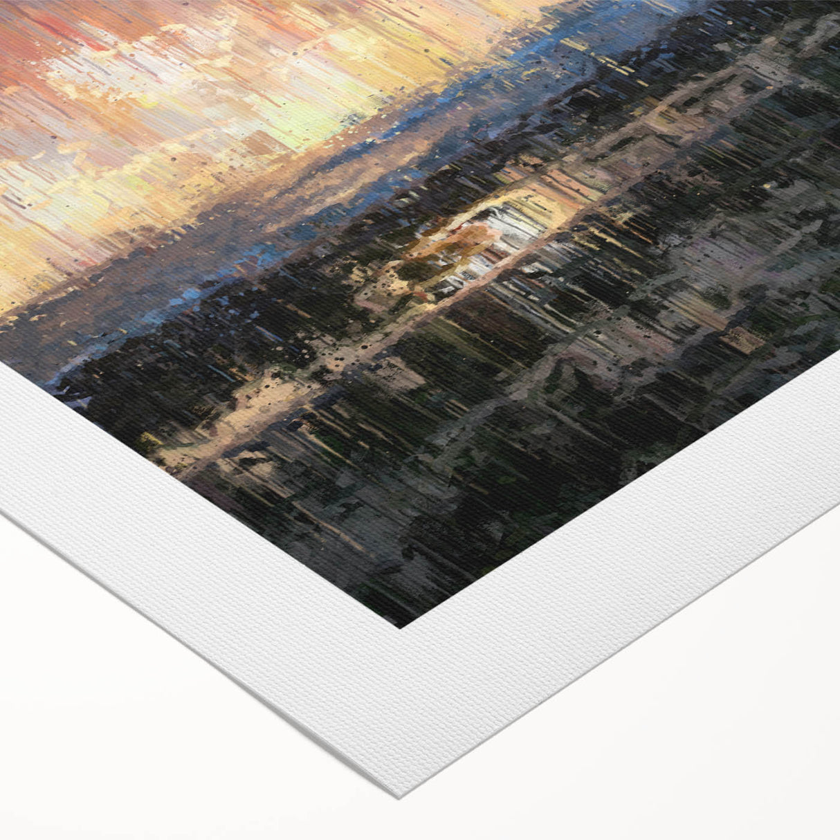 Abstract Minimalist Landscape Paintings – Textured Sunset Horizon Art