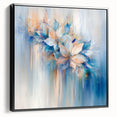 Dreamy Abstract Floral Wall Art – Soft Blue & Peach Canvas Print
