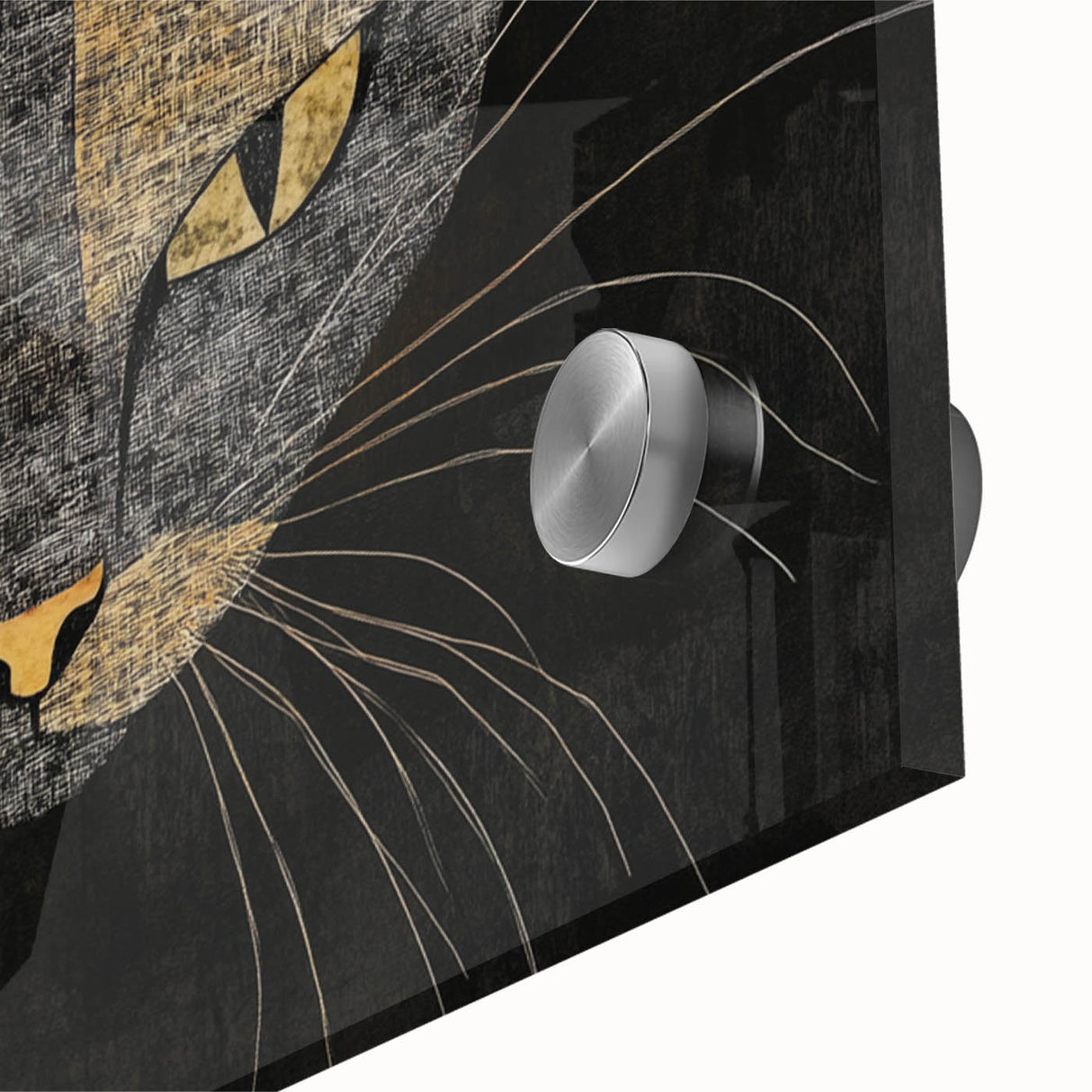 Modern Abstract Cat Wall Art – Bold Black & Gold Canvas Print