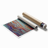 Abstract Fluid Canvas Art – Teal & Orange Modern Wall Print