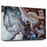 Exclusive Abstract Wall Decor – Navy Blue & Copper Canvas
