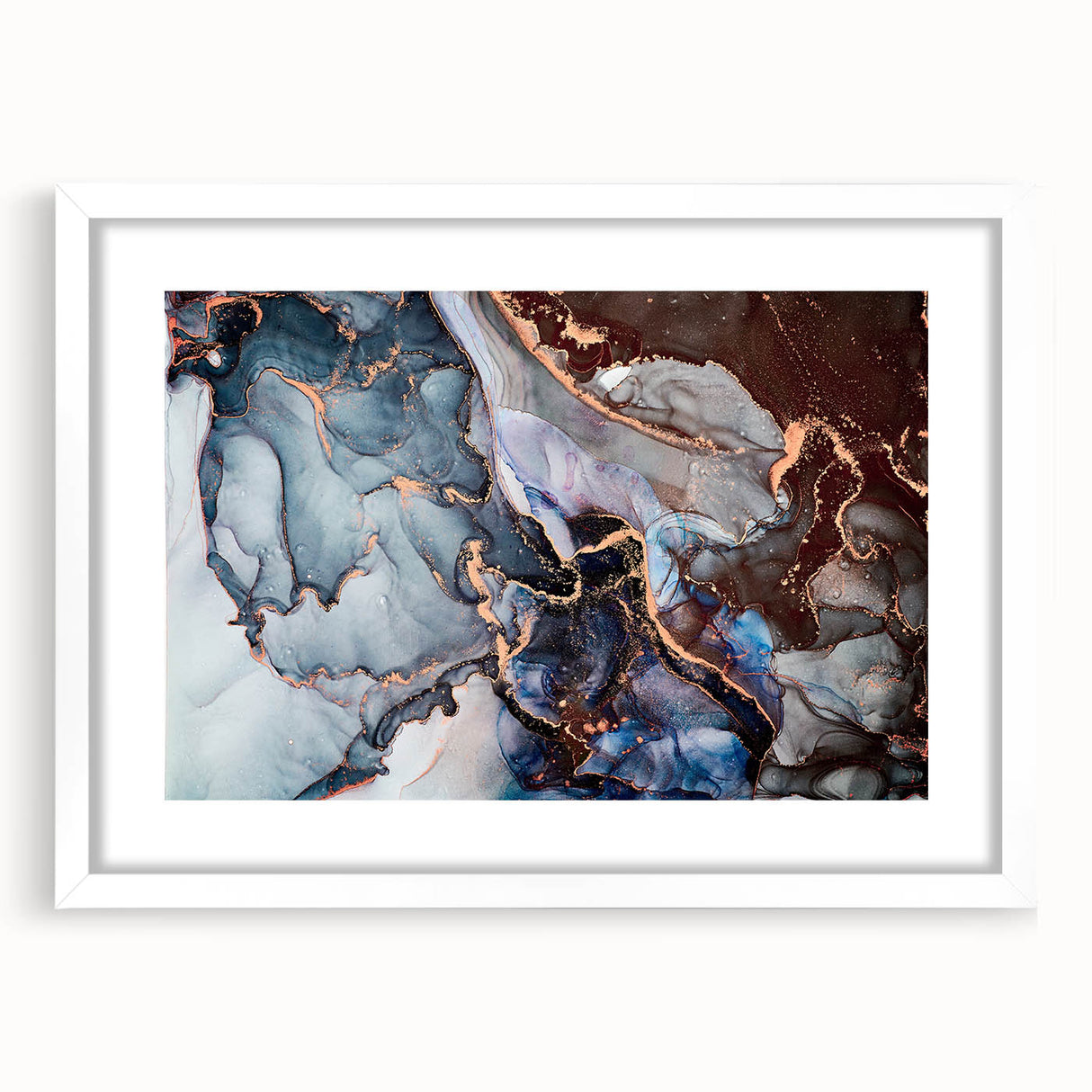 Exclusive Abstract Wall Decor – Navy Blue & Copper Canvas