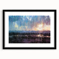 Abstract Minimalist Landscape Paintings – Blue and Violet Sunset Wall Art