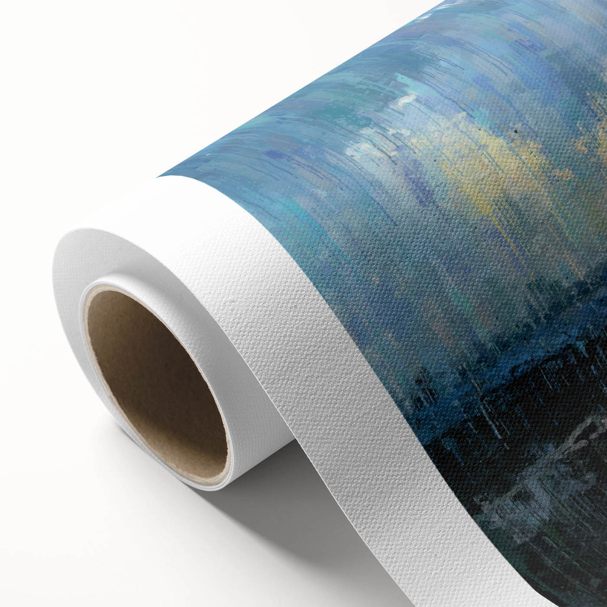 Abstract Minimalist Landscape Paintings – Blue and Violet Sunset Wall Art