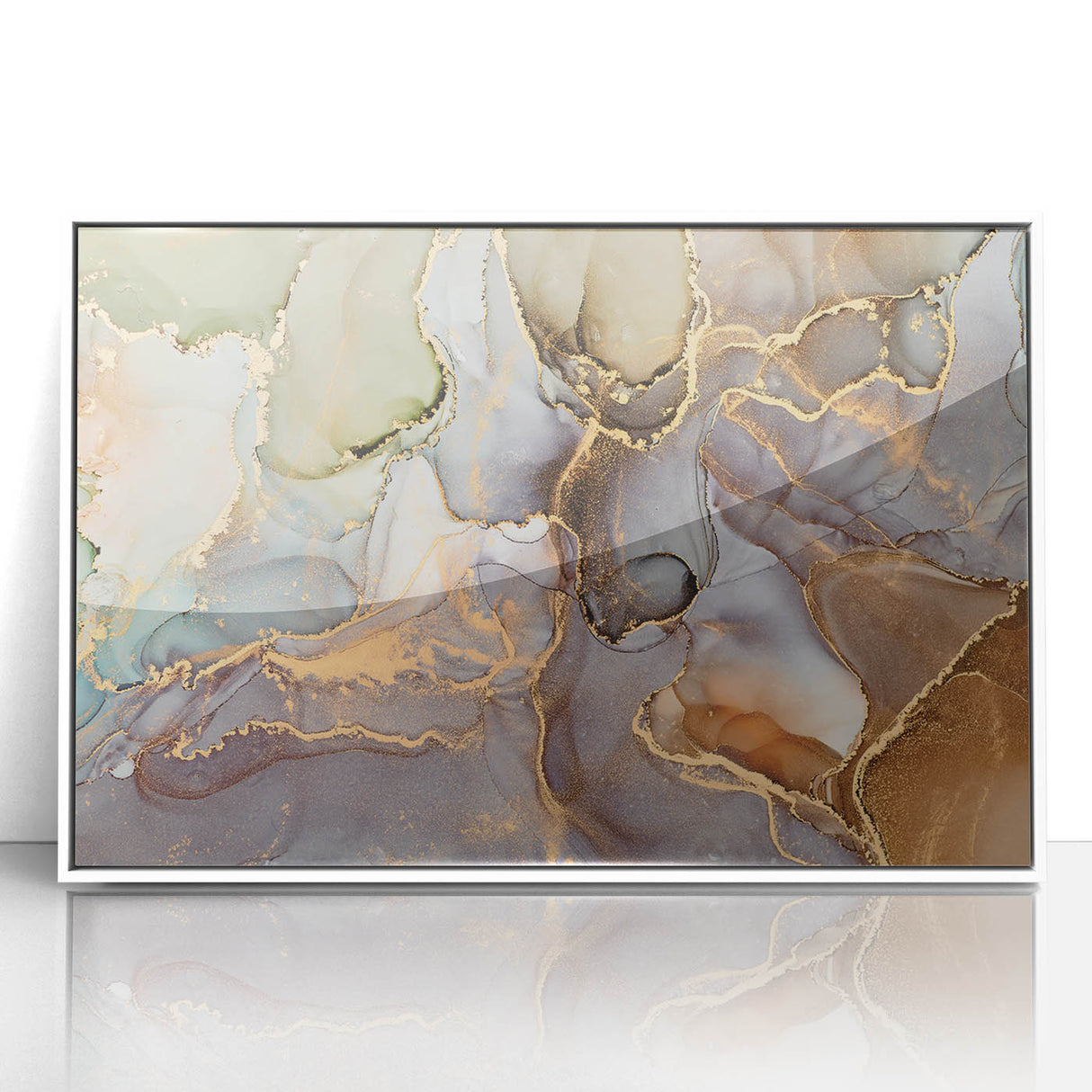 Contemporary Luxury Abstract Paintings – Green & Gold Canvas