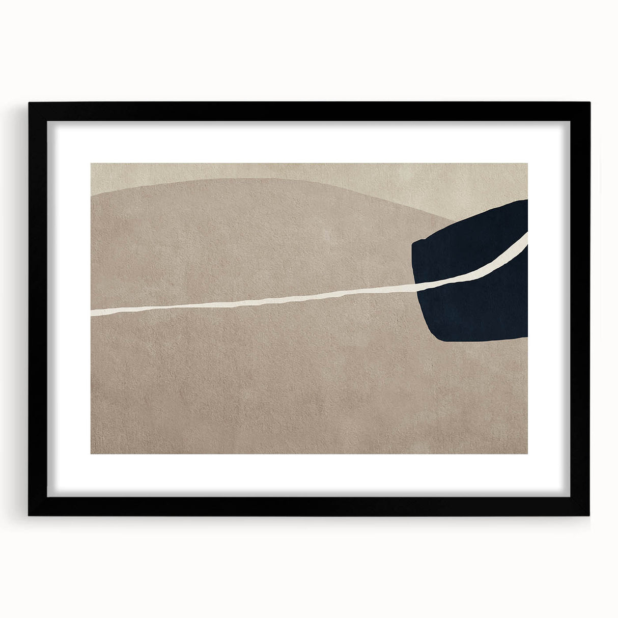 Large Abstract Wall Decor - Organic Shapes in Beige and Navy