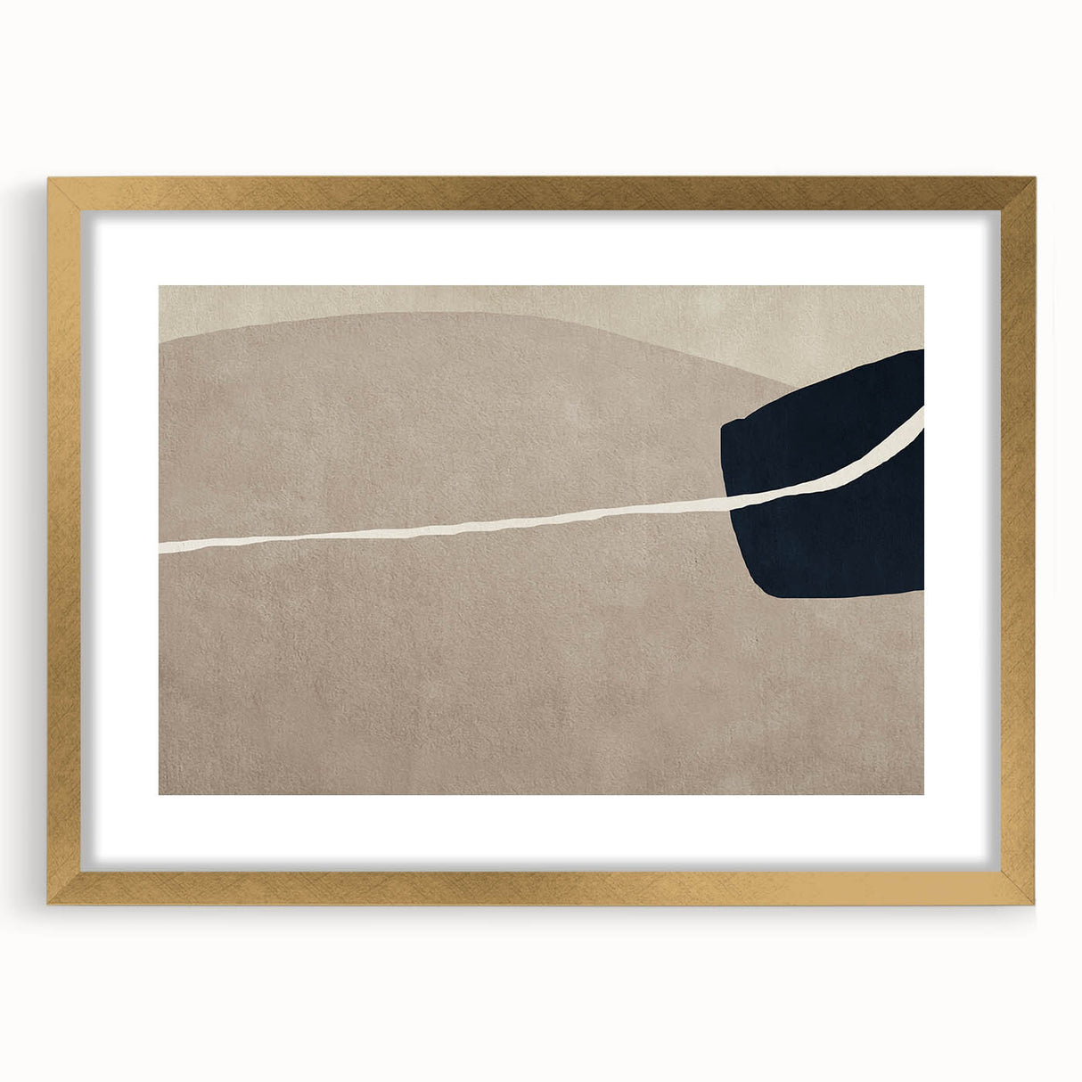 Large Abstract Wall Decor - Organic Shapes in Beige and Navy