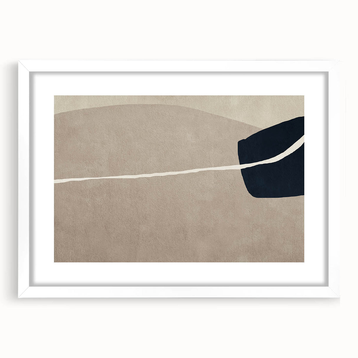 Large Abstract Wall Decor - Organic Shapes in Beige and Navy