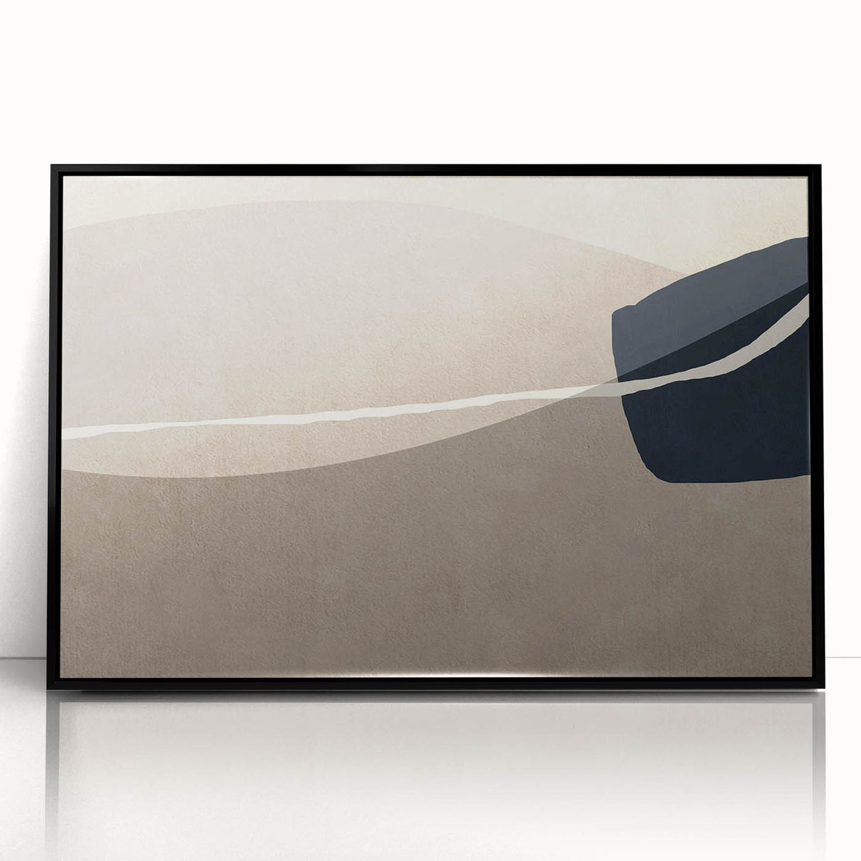 Large Abstract Wall Decor - Organic Shapes in Beige and Navy