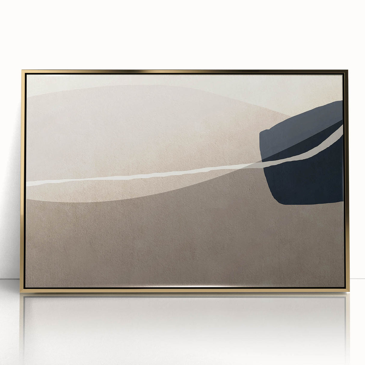 Large Abstract Wall Decor - Organic Shapes in Beige and Navy
