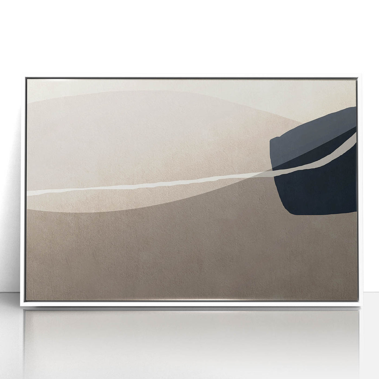 Large Abstract Wall Decor - Organic Shapes in Beige and Navy