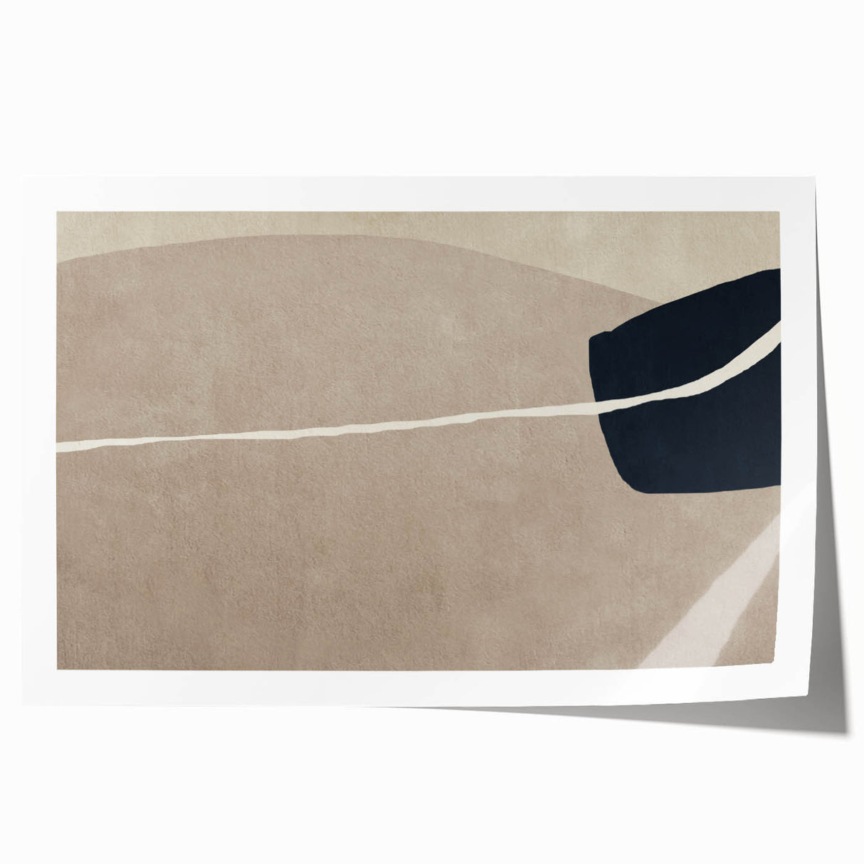 Large Abstract Wall Decor - Organic Shapes in Beige and Navy