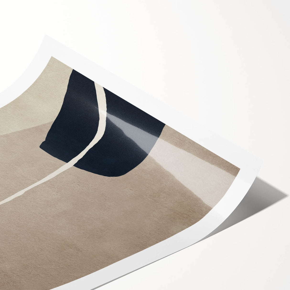 Large Abstract Wall Decor - Organic Shapes in Beige and Navy